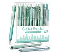 Four Candies Gel Pen Set, Cute Writing Pens with 0.5mm Fine Tip, Black & Green Ink Pens with Highlighter, Aesthetic Stationery Supplies for School, Office, Pack of 12 - Forest Series