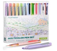 Four Candies Multicolor Pens and Highlighters Set, Macarons Journaling Pens Set, Pens and Highlighters Set for Journaling, Note Taking, School & Office Supplies (6 Gel Pens + 6 Highlighters)