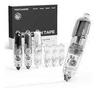 Four Candies Refillable Retractable White Correction Tape, 3PCS White Cute Smooth Push Pull Out Tape with 3 Extra Refills, Aesthetic Pen Shaped Applicator for School Office Supplies