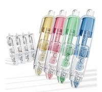 Four Candies White Out Correction Tape, 4PCS Refillable Retractable Cute Colorful Quick Dry Easy To Use White Out with 2 Replacement Tapes for Home School Office Supplies