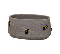 Four Candle Bee Cement Oval Trough (21 x 12 x 10 cm) in Grey | Size: 21 x 12 x 10 cm Four Candle Grey 21 x 12 x 10 cm