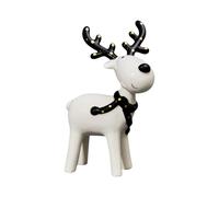 Four Candle Black & White Ceramic Christmas Deer with Gold Detail Four Candle White