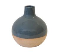 Four Candle Blue Ceramic Glazed Vase With Unglazed Detail