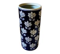 Four Candle Blue & White Floral Decorative Umbrella Stand in Navy Four Candle Navy