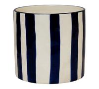 Four Candle Blue & White Striped Ceramic Plant Pot Decorative 17Cm