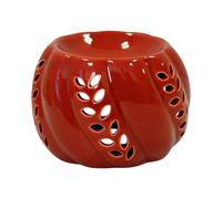 Four Candle Burnt Orange Ceramic Wax Burner with Leaf Detail Four Candle Orange