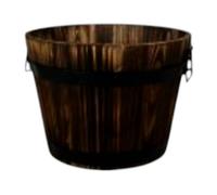 Four Candle Burntwood Wooden Barrel Planter With Drainage Hole