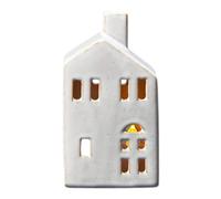 Four Candle Ceramic house tealight with reactive glaze 7.2x5.7x13.4cm in White | Size: 7.2x5.7x13.4 cm Four Candle White 7.2x5.7x13.4 cm