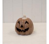 Four Candle Chocolate Brown Pumpkin Jack-O-Lantern Halloween Ornament
