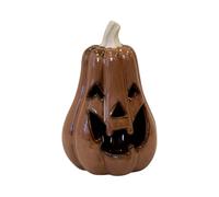 Four Candle Chocolate Brown Tall Pumpkin Halloween Ceramic Decoration Four Candle Brown