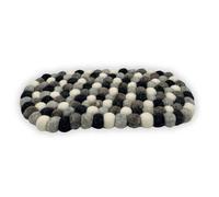 Four Candle Felt Ball Oval Centre Mat - Multi Grey Colour Four Candle Grey