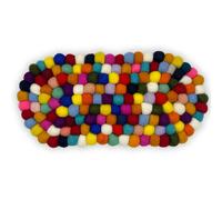 Four Candle Felt Ball Oval Centre Table Mat - Multi Colour 38x18 (cm) Wool Four Candle Multicolor
