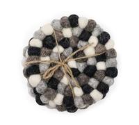 Four Candle Felt Ball Round Coasters - Multi Grey colour (set of 4) Four Candle Grey