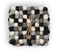 Four Candle Felt Ball Square Coasters - Multi Grey colour (set of 4) Four Candle Grey