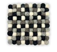 Four Candle Felt Ball Square Placemat - Multi Grey Colour Four Candle Grey