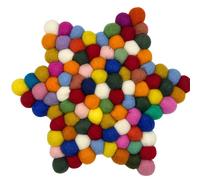 Four Candle Felt Ball Star Centre Mat - Multi Colour Four Candle Multicolor