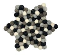 Four Candle Felt Ball Star Centre Mat - Multi Grey Colour Four Candle Grey