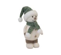 Four Candle Felt Sage And White Standing Snowman