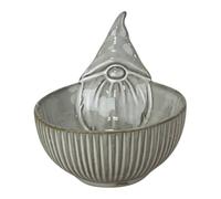 Four Candle Glazed Ceramic Gonk Bowl with Textured Detail in Off-White Four Candle Off-White
