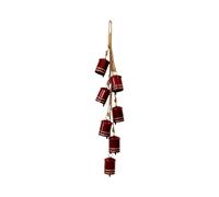 Four Candle Glossy Red Metal 7 Cowbell Christmas Hanging Garland Four Candle Red