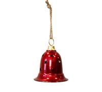 Four Candle Glossy Red Metal Bell With Cutout Detail Small