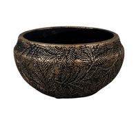 Four Candle Gold Leaf Design Planting Bowl Decorative Metal Planter 17cm in Bronze Four Candle Bronze