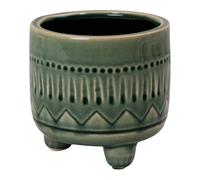 Four Candle Green Glazed Ceramic Plant Pot Small Indoor Planter 12cm Four Candle Green