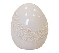 Four Candle Large Ceramic Easter Egg with Flower Garland in Cream Four Candle Cream