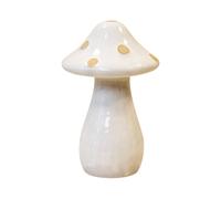 Four Candle Large Cream & Sand Polka Dot Ceramic Mushroom in Off-White Four Candle Off-White