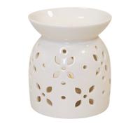 Four Candle Large White Ceramic Flower Petal Oil Burner 13Cm