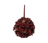 Four Candle Luxury Burgundy Berry And Mini Pinecone Hanging Ball 18Cm