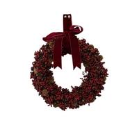 Four Candle Luxury Burgundy Berry And Pinecone Wreath With Velvet Bow Medium