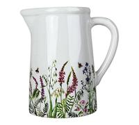 Four Candle Meadow Design Ceramic Jug with Wildflower & Bee Design in White Four Candle White