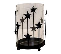 Four Candle Medium Black Metal Star Candle Holder with Glass Insert Four Candle Black