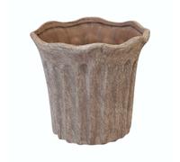 Four Candle Medium Brown Fluted Stoneware Pot Four Candle Brown
