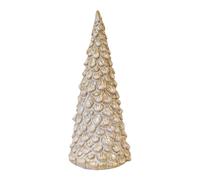 Four Candle Medium Cream & Gold Glazed Layered Ceramic Christmas Tree 21cm in Off-White Four Candle Off-White