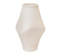 Four Candle Modern Beige Sculptural Ribbed Vase