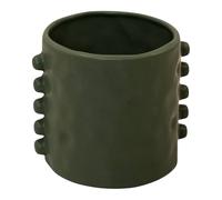 Four Candle Olive Green Dimpled Ceramic Planter with Bobbin Detail 11cm Four Candle Green