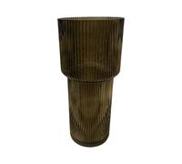 Four Candle Olive Green Tall Glass Ribbed Vase Four Candle Green