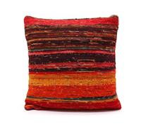 Four Candle Rag Rug Cushion Covers - Rich Reds in Red | Size: 45 cm x 45 cm Four Candle Red 45 cm x 45 cm