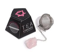 Four Candle Raw Crystal Gemstone Tea Strainer Rose Quartz