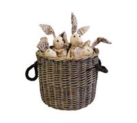 Four Candle Round Woven Log Basket with Rope Handles in Grey Four Candle Grey