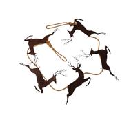 Four Candle Rustic Metal Reindeer Christmas Garland with Jute Rope 180cm in Brown Four Candle Brown