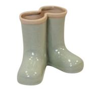 Four Candle Sage Green Ceramic Wellington Boots Vase Large