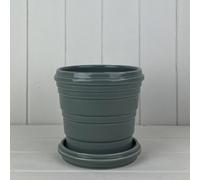 Four Candle Satchville Ceramic Grey Saucer Pot