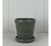 Four Candle Satchville Ceramic Sage Saucer Pot