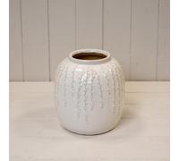Four Candle Satchville Cream Ceramic Ribbed Vase