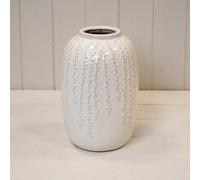 Four Candle Satchville Cream Ceramic Ribbed Vase