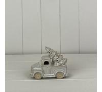 Four Candle Satchville Glazed Ceramic Christmas Tree Truck Ornament With Led
