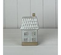 Four Candle Satchville Glazed Ceramic Led House With Textured Detail